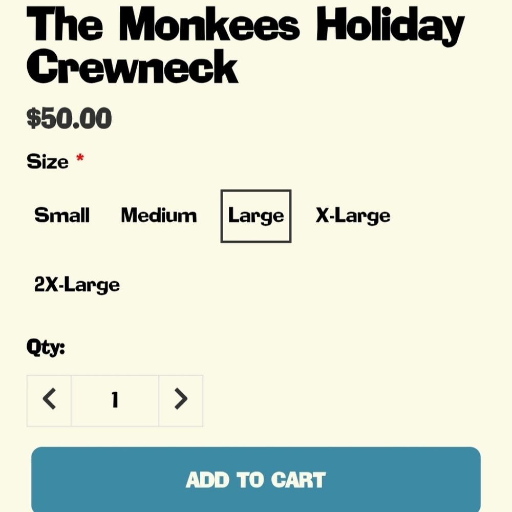 NWOT 'The Monkees Holiday Crewneck' official Band Merch - Bright Red - Picture 6 of 9
